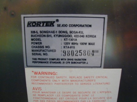Kortek / KT-1301A / 13 Inch CGA Monitor (Item #1) (Image 4)